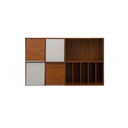 Seio Casual Mid Century wooden storage cabinet with closed and open compartments in a sleek design