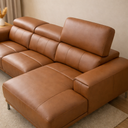 Bauman L-Shape Leather/Fabric Sofa