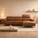 Bauman L-Shape Leather/Fabric Sofa
