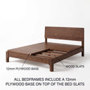 Tamo Dark Walnut Bed Frame | Solid Ash Wood | Single, Super Single, Queen & King