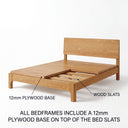 Tamo Solid Ash Wood Bed Frame | Single, Super Single, Queen & King