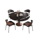Capri Ebony Ceramic Round Extendable Dining Table Set