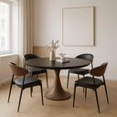 Capri Ebony Ceramic Round Extendable Dining Table Set