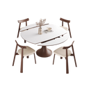 Capri Ivory Ceramic Round Extendable Dining Table Set