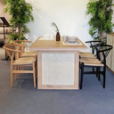 Kanto Oak Dining Table with Rattan, Ebony (Clearance)