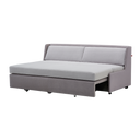 Giormani grey fabric Sofa Bed with cushioned backrest and armrests on black background