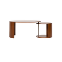 Born in Colour modern wooden coffee table with unique curved design on black background