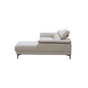 CODA cream leather L Shape Sofa with adjustable headrest and metal legs on black background