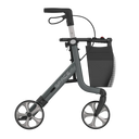 Rehasense Space LX rollator side view – foldable lightweight aluminium frame