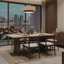 Strata Solid Walnut & Sintered Stone Dining Table 1600mm