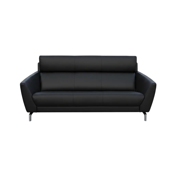 CODA beige leather sofa with modern design and metal legs