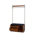 Born in Colour wooden hall stand with padded seat, drawers, open storage and metal hanger rod