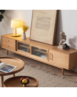 Guri Oak Scandinavian Solid Wood See Through TV Cabinet 2100