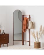 Heim Forrest Walnut Full Length Standing Mirror and Clothing Rack