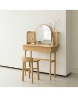 May Rattan Bohemian Dressing Table with Mirror & Stool Set 