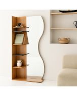Organic Modern Standing Shelf with Wave Mirror