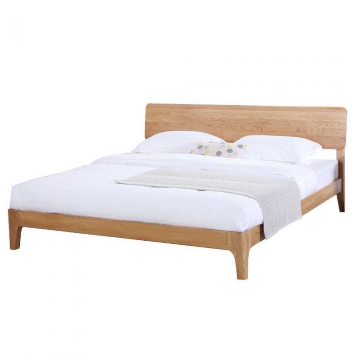 Yasu Nature Solid Oak Smart Bed Frame, High Rise Wood Bed Frame