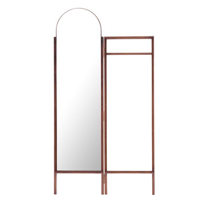 Heim Forrest Walnut Full Length Standing Mirror and Clothing Rack Born In Colour