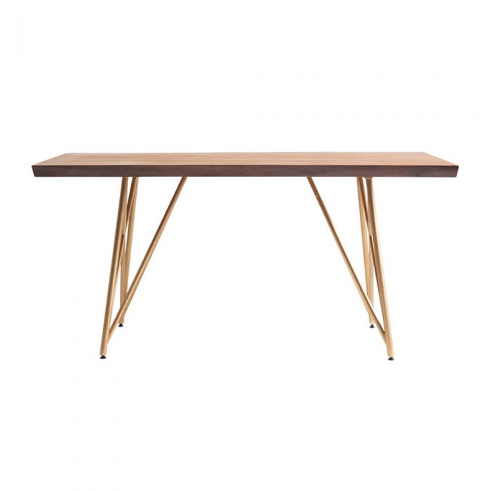 Tavolo Scandinavian Natural Woodslab Table with X Legs 1600 (Gold)