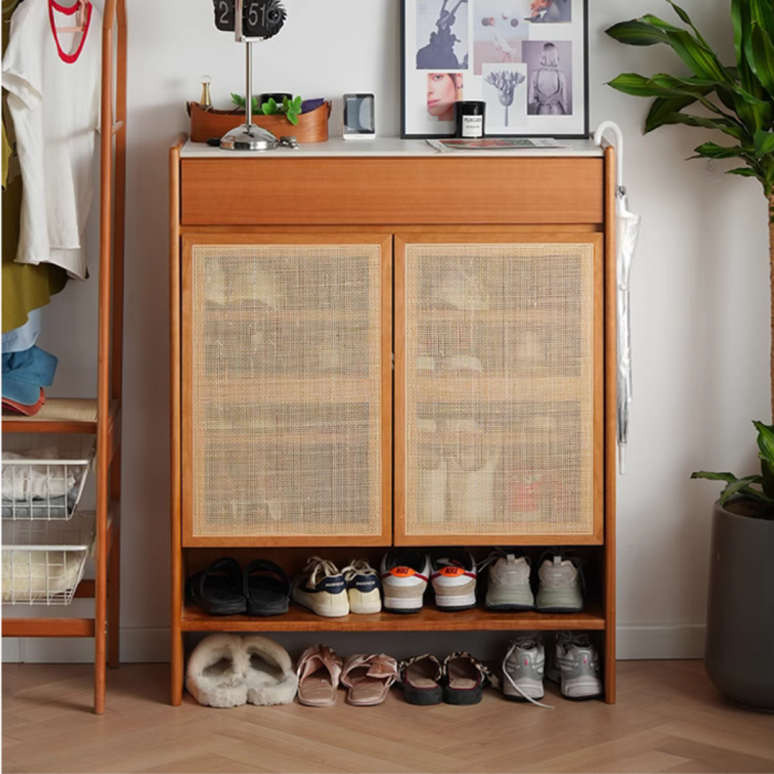 Guri Solid Wood Shoe Cabinet (Double Door)