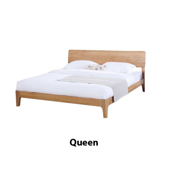 Yasu Nature Solid Oak Smart Bed Frame, Rustic Wooden Queen Size Bed Frame Dimensions Singapore
