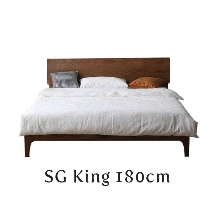 Yasu Walnut Stain Solid Oak Smart Bed Frame (King) 1.9m