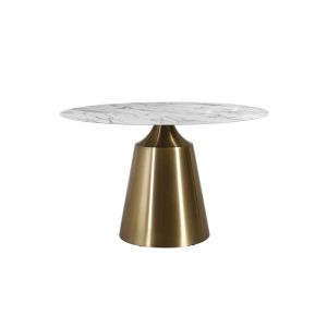 Dix Ceramic Round Dining Table (Marble White) (Clearance Sale)