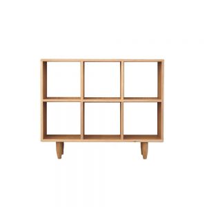 Guri Oak Scandinavian Wide Bookshelf (6 Box)