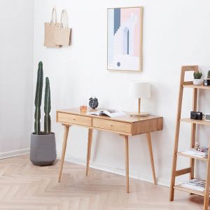 Guri Scandinavian Solid Wood 2 Drawer Study Table