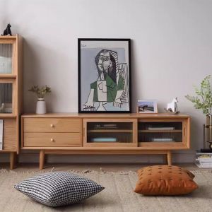 Guri Oak Scandinavian Solid Wood See Through TV Cabinet 1500