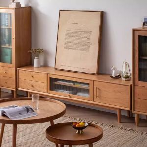 Guri Oak Scandinavian Solid Wood See Through TV Cabinet 1800