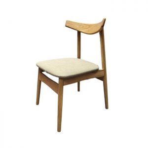 Guri Oak Wood Fabric Dining Chair (Beige)
