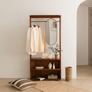Verso Walnut Clothing Rack w Mirror