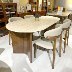 Travertine Ceramic Dining Table Set (4chairs)