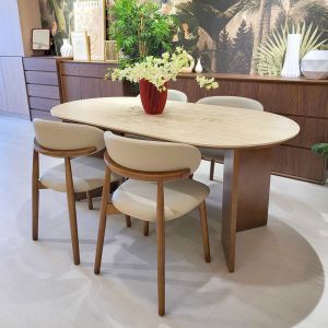 Travertine Classic Dining Table Set (Bundle 4chairs)