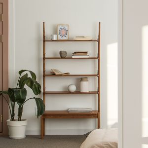 Voet Retro Brown Ladder Book Shelf Rack 