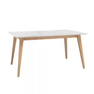 Dix Ceramic Dining Table (Wooden Legs R50 rounded corner)