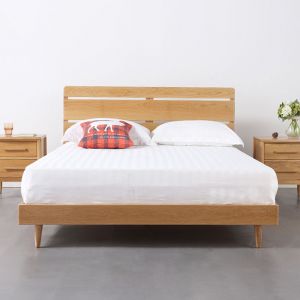 Yasu Nature Oak Minimalist Bed Frame (King Last Pcs)