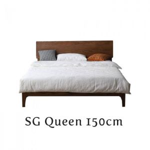 Yasu Walnut Stain Solid Oak Smart Bed Frame (Queen) 1.9m