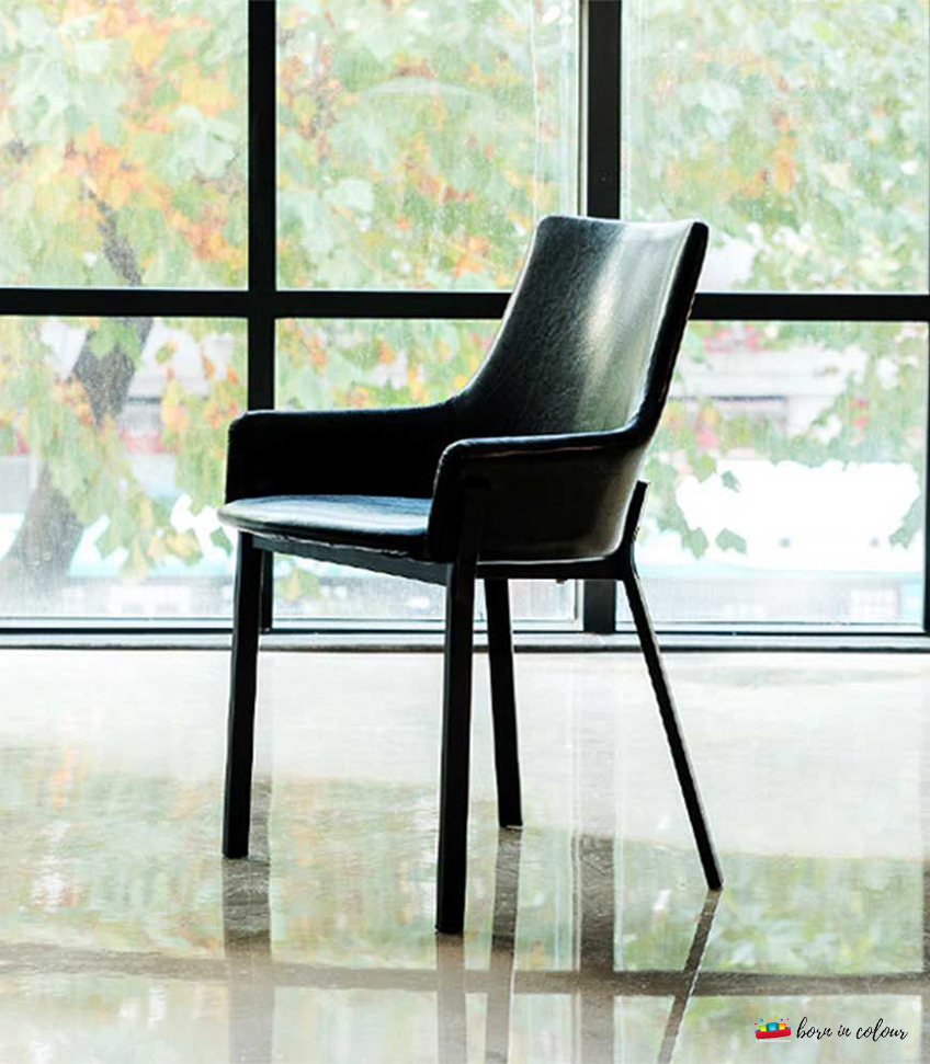 Luxurious Ebony Leather Dining Chair