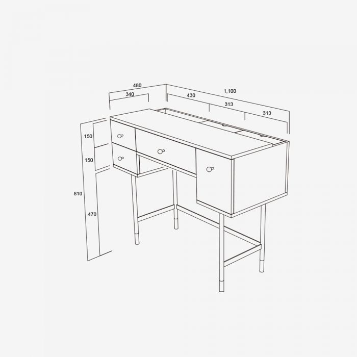 Londoner Kinfolk Industrial Desk Vintage Measurements