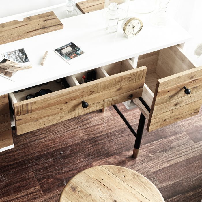 Londoner Kinfolk Industrial Desk (Vintage) Zoom In Drawers