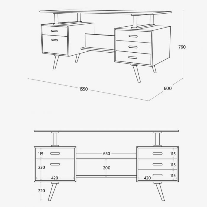 New Retro Floating Desk Measurements