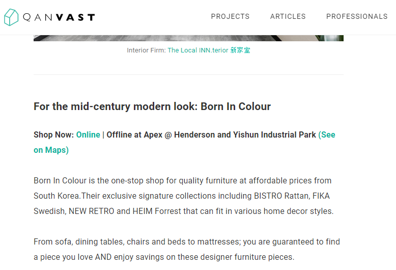 Quanvast Article Feature For Born In Colour Affordable Furniture Stores In Singapore You Have Not Heard Of Yet 