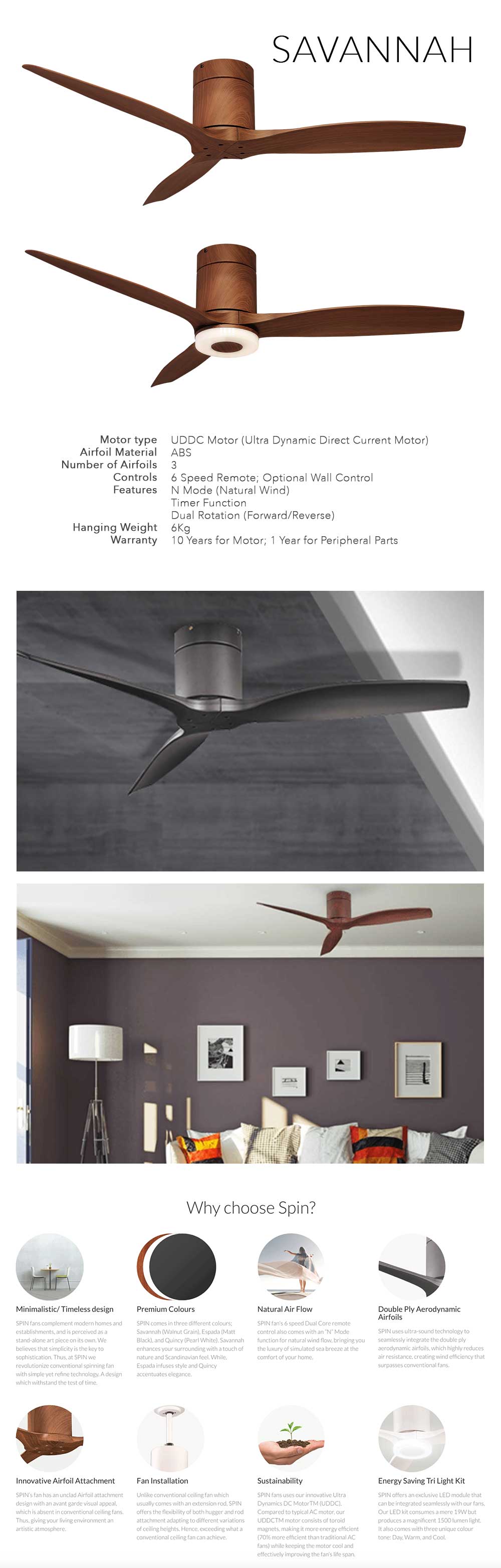 SPIN SAVANNAH Ceiling Fan