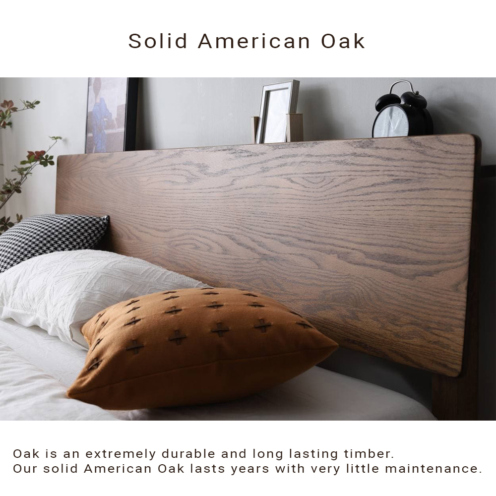 Yasu Walnut Stain Solid Oak Smart Bed Frame
