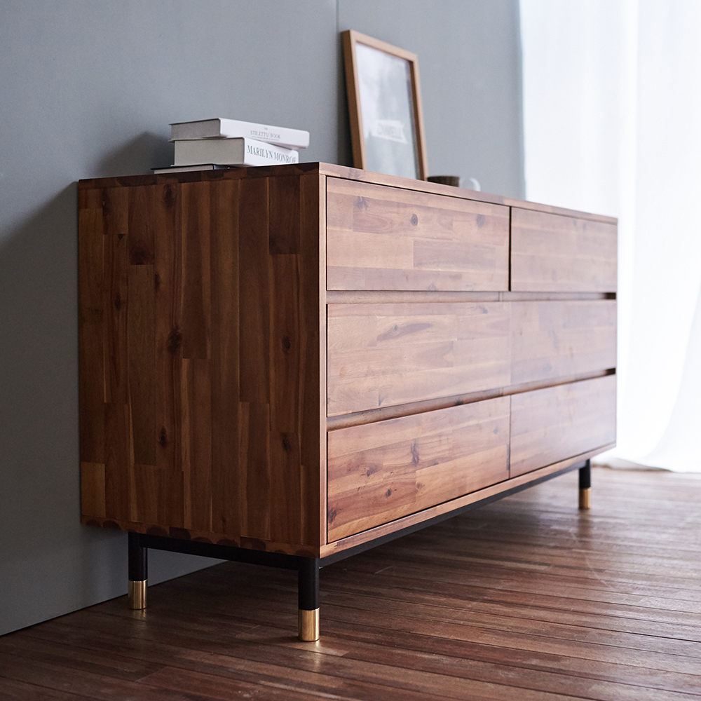 Dwell Acacia 6 Drawer Wide Chest Cabinet 2