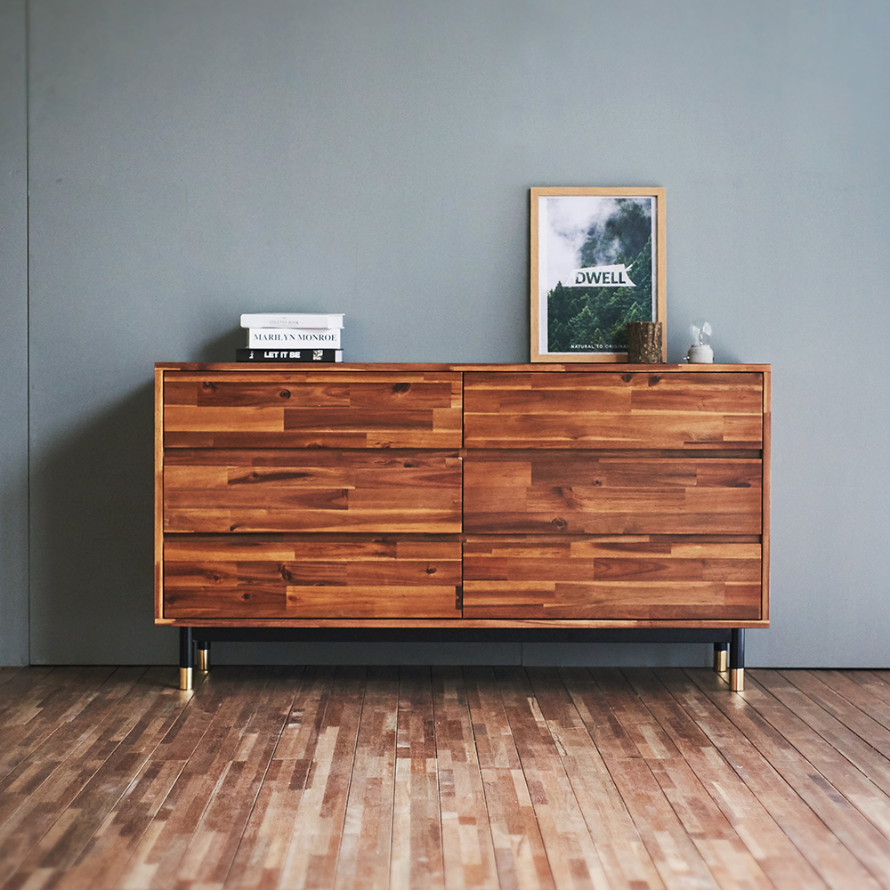 Dwell Acacia 6 Drawer Wide Chest Cabinet 1