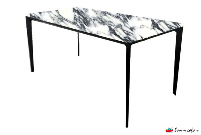 Black and White Elegant Marble Dining Table